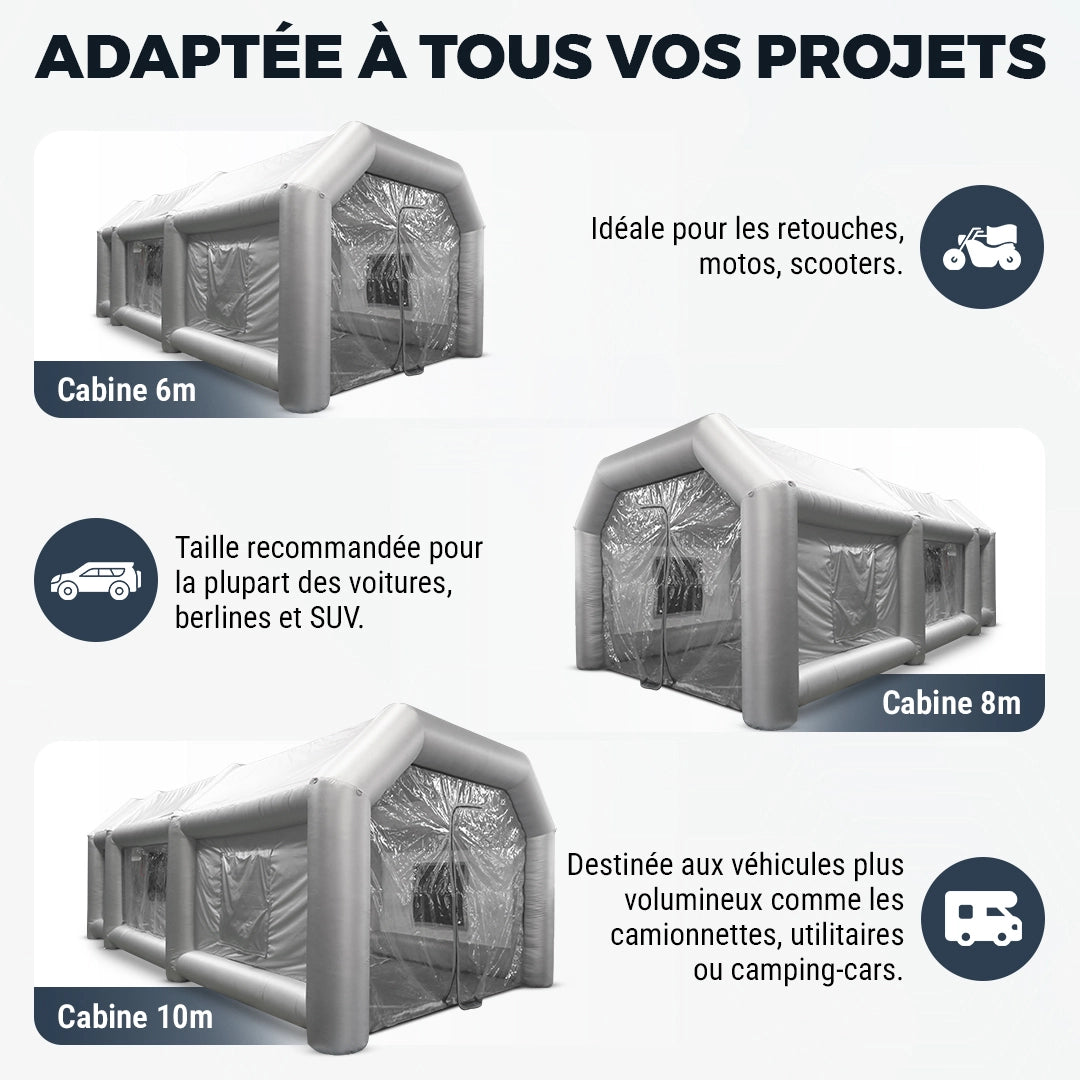 cabine de peinture gonflable dimensions