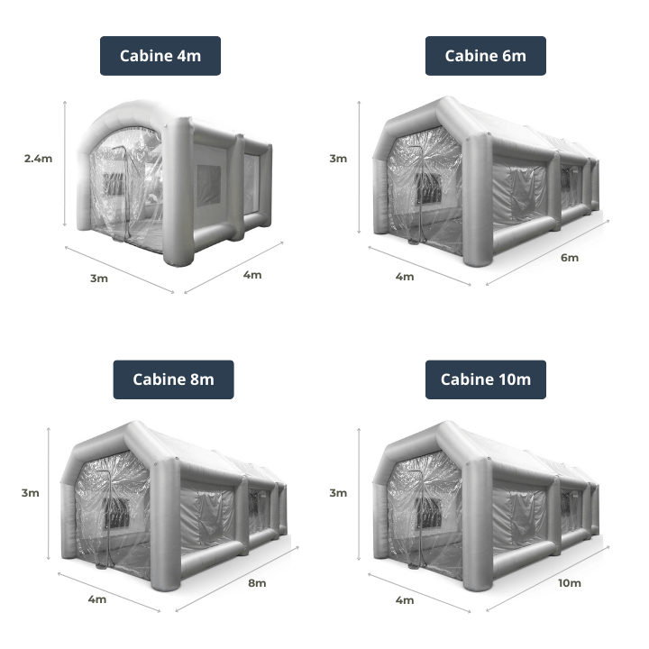 cabine peinture gonflable dimensions